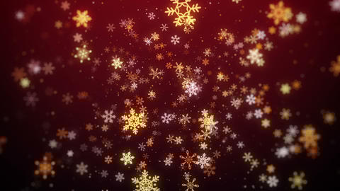 Red Flying Snowflakes Christmas Background, Christmas Background Looped