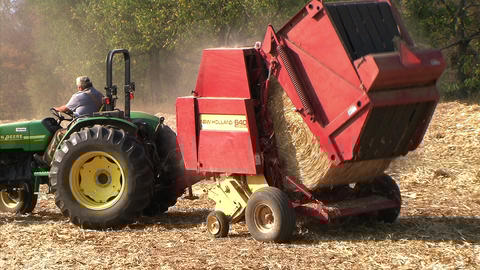 Round Baler in Action